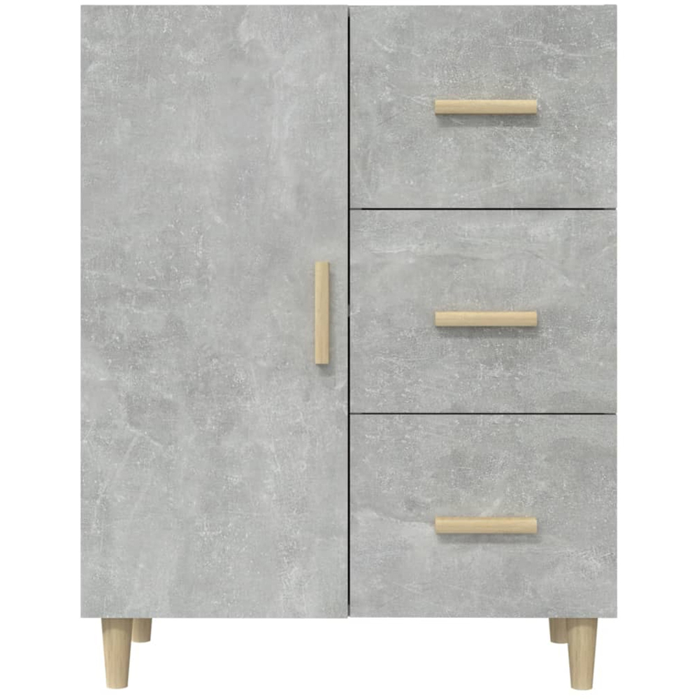 vidaXL Single Door 3 Drawer Concrete Grey Wooden Sideboard Image 4