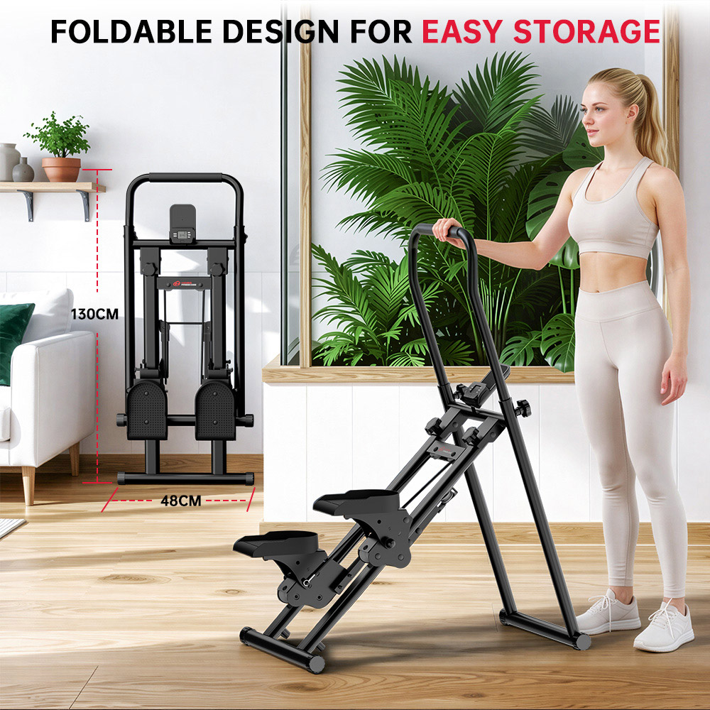 Rattrix Black Adjustable Stair Stepper Machine with LCD Monitor Image 8
