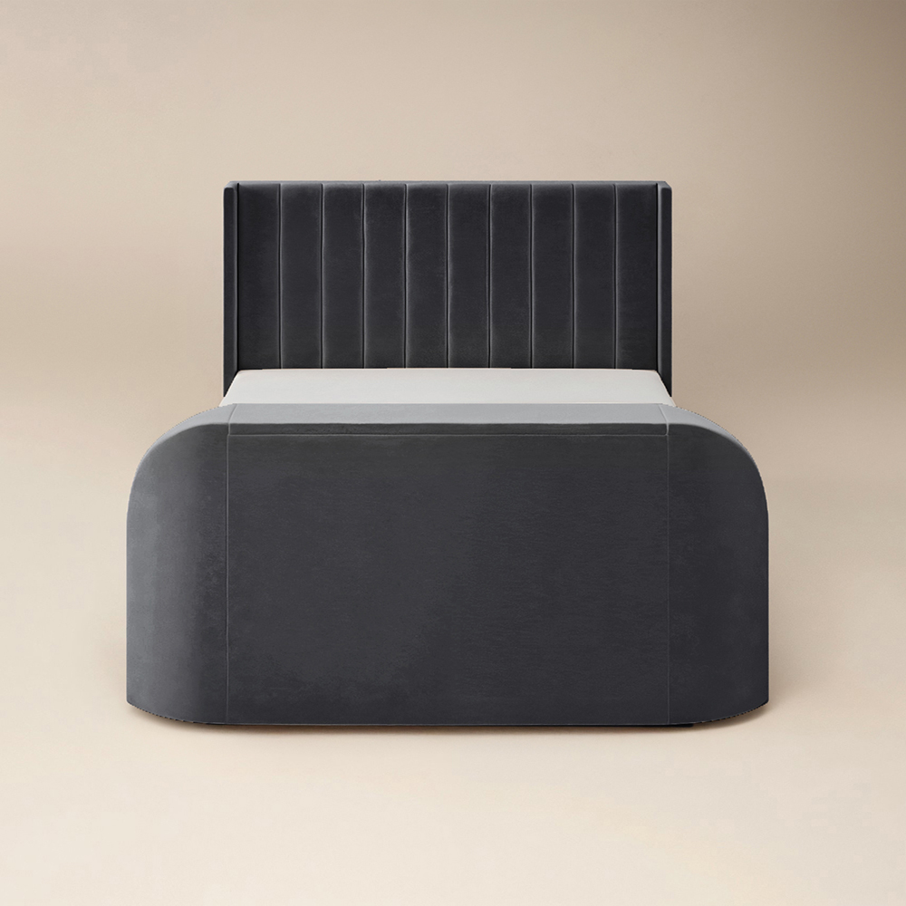 Flair Fallon King Size Grey Velvet TV Side Lift Ottoman Bed Image 3