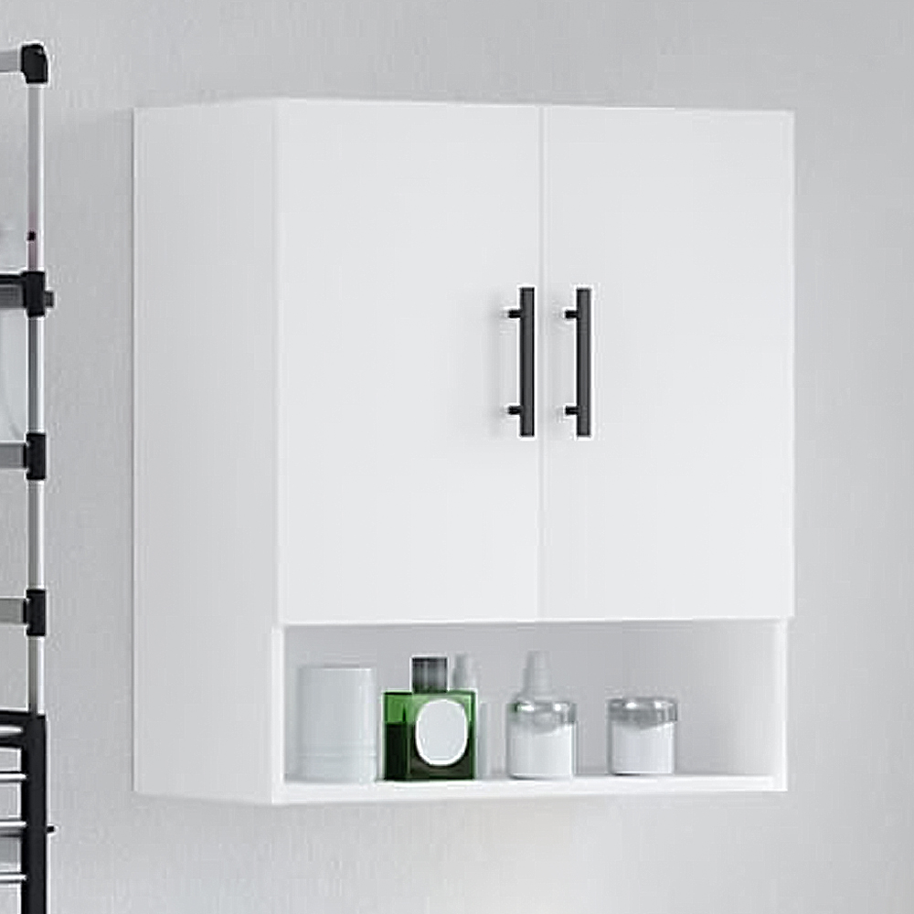 vidaXL 2 Door Single Shelf White Wall Cabinet Image 1