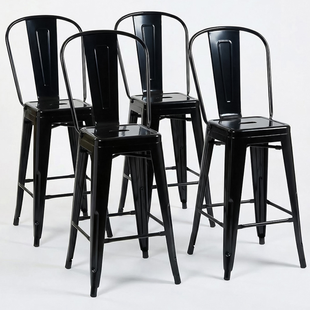 FWStyle Black Gloss Metal Bar Chair 4 Pack Image 4