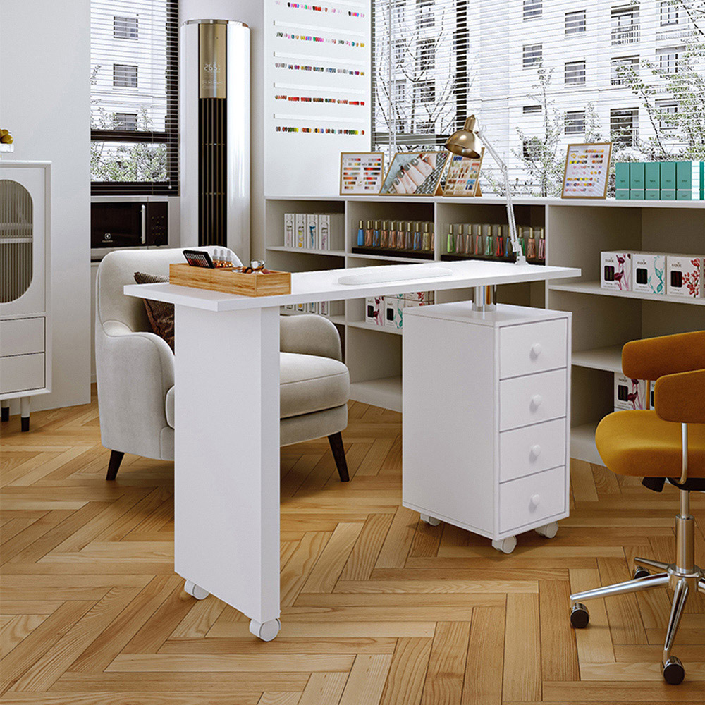 Living and Home White 4 Drawer Salon Table Image 6