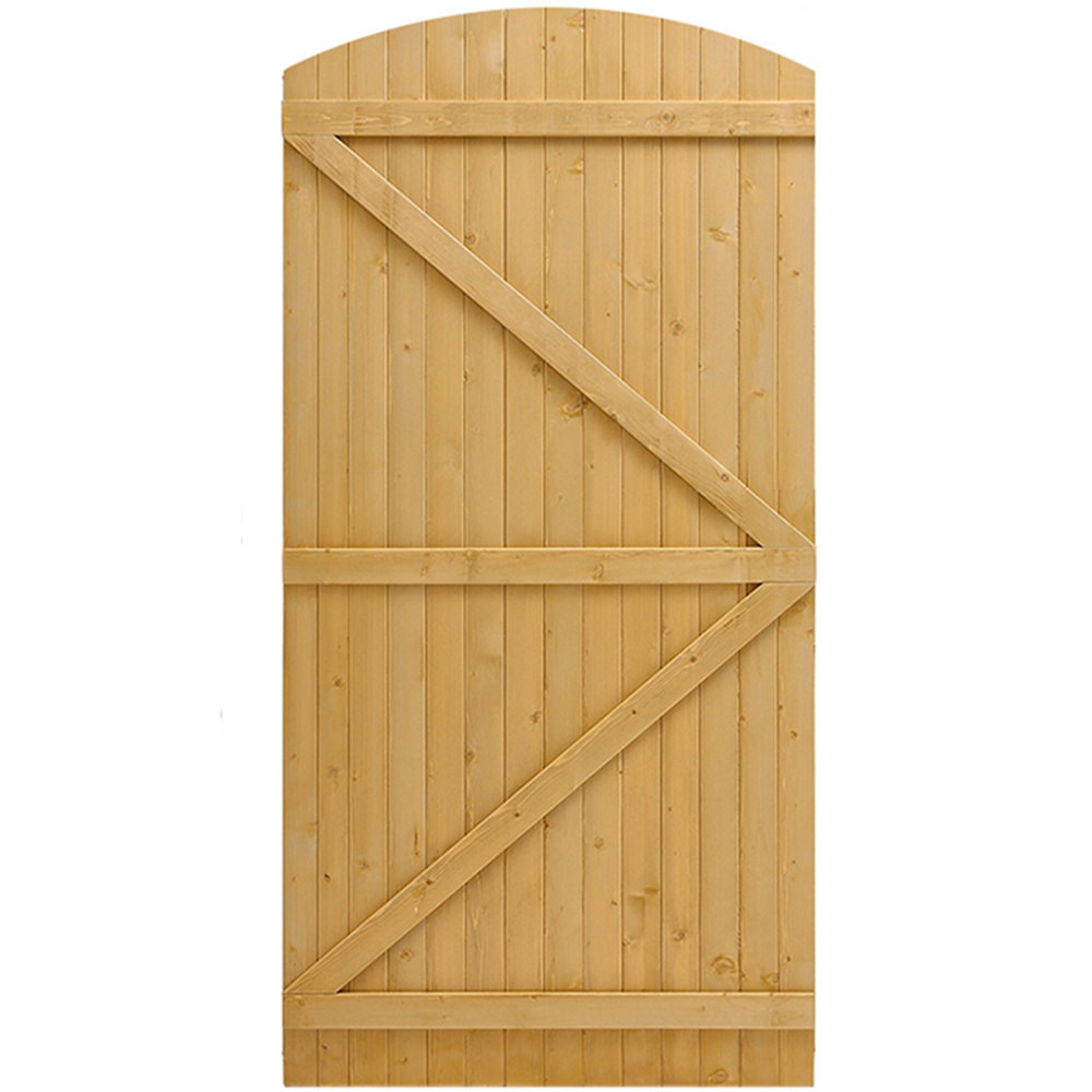 Living and Home Semi Braced Arch Top Wooden Garden Gate with Latch 150cm Image 1