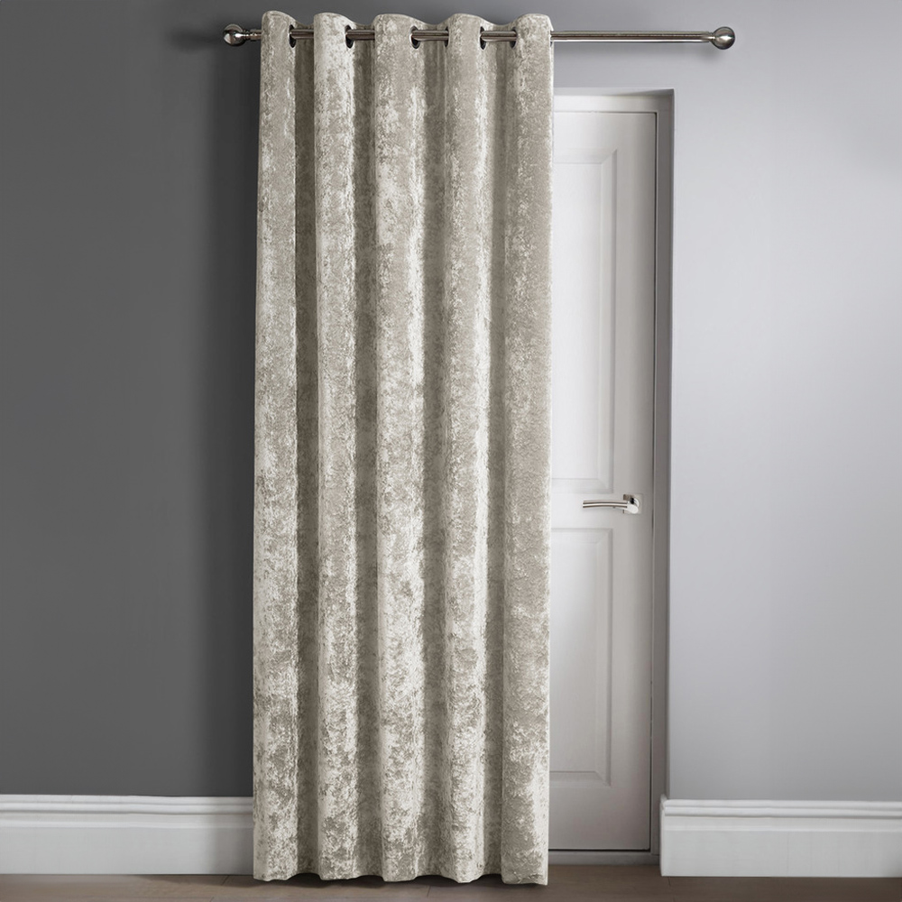 Intimates Natural Crushed Velvet Door Curtain 117X213cm Image 1