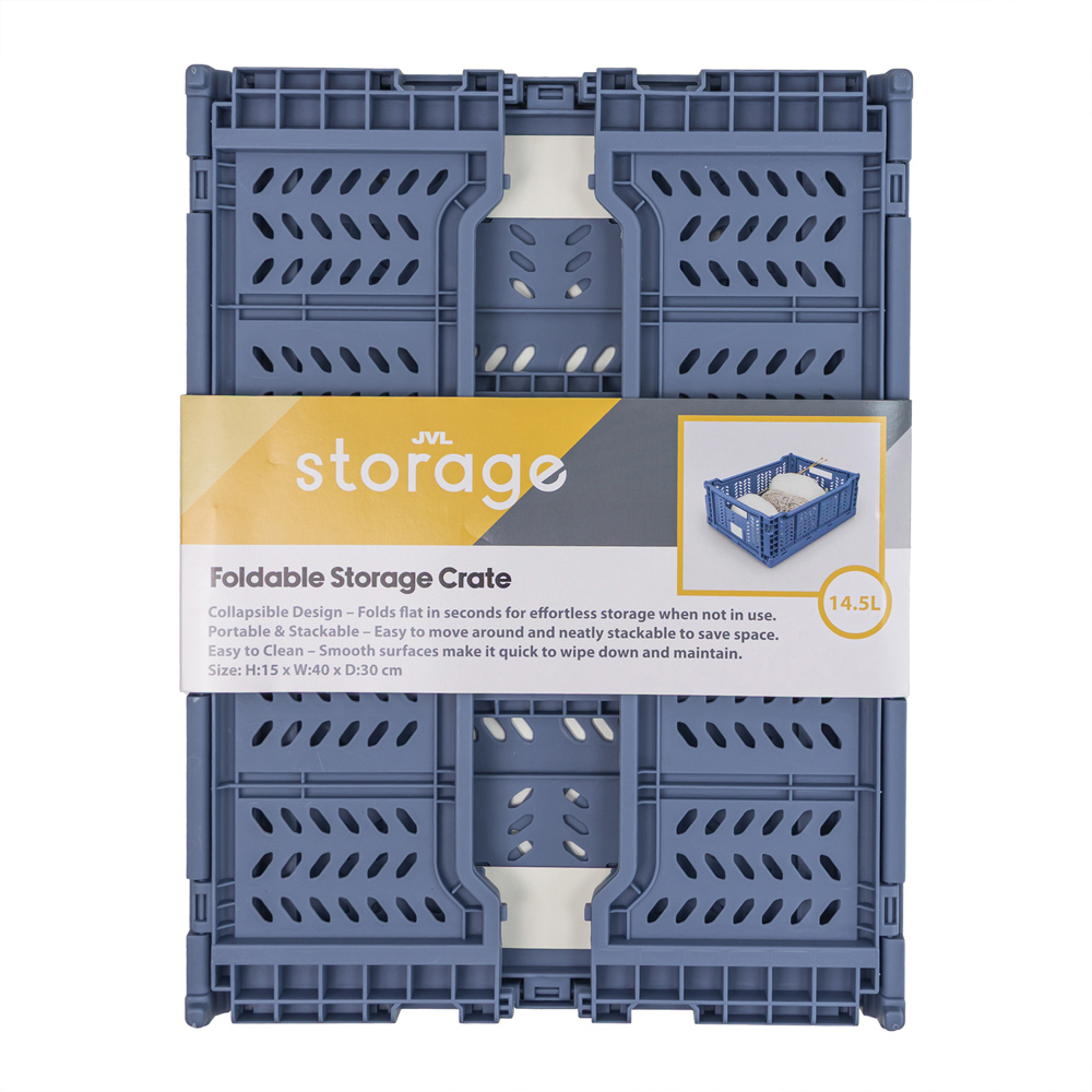 JVL Stackit Blue Foldable Storage Crate 14.5L 2 Pack Image 4