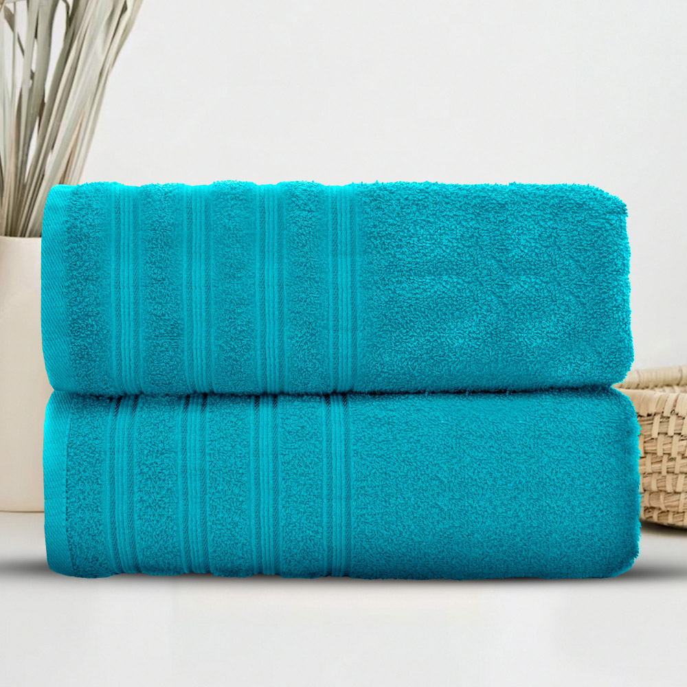 Velosso Hampi Cotton Teal Bath Sheet Set of 2 Image 2