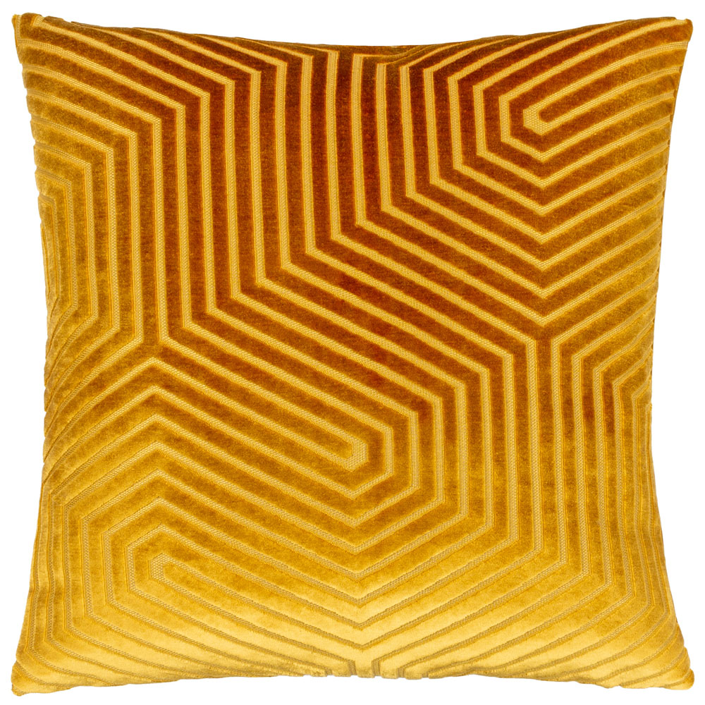 Paoletti Evoke Gold Cut Velvet Cushion Image 1