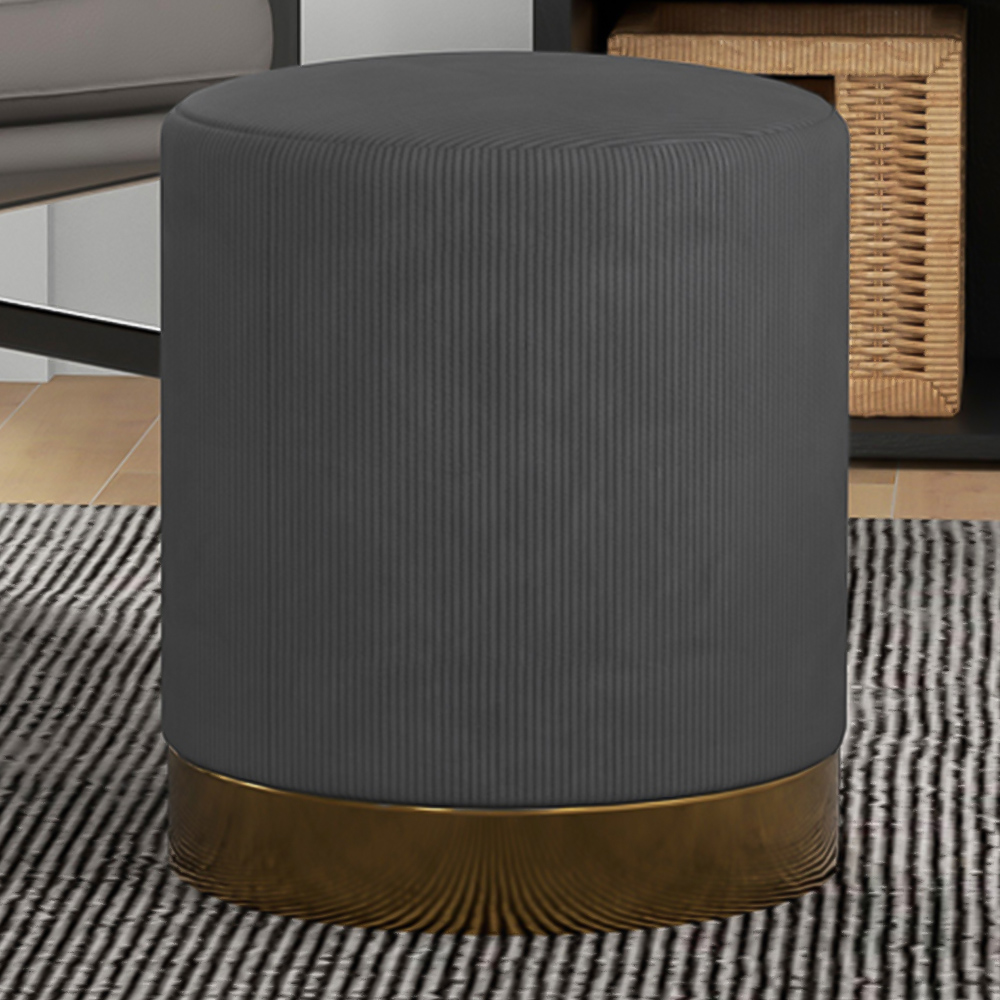 Portland Charcoal Grey Round Footstool Image 1