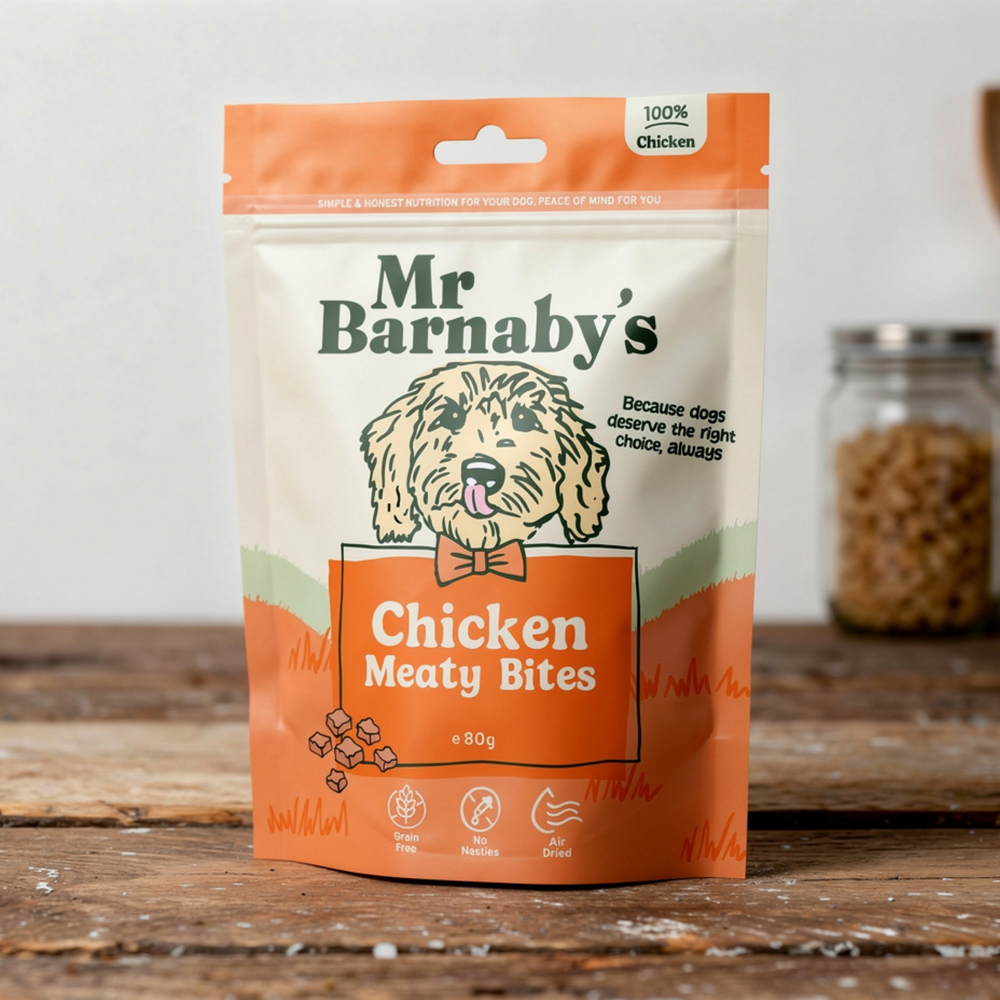 Mr Barnaby's Chicken Meaty Bites Dog Treats 80g 4 Pack Image 2