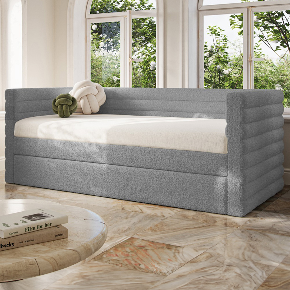 Flair Yuma Single Grey Boucle Guest Bed Image 1
