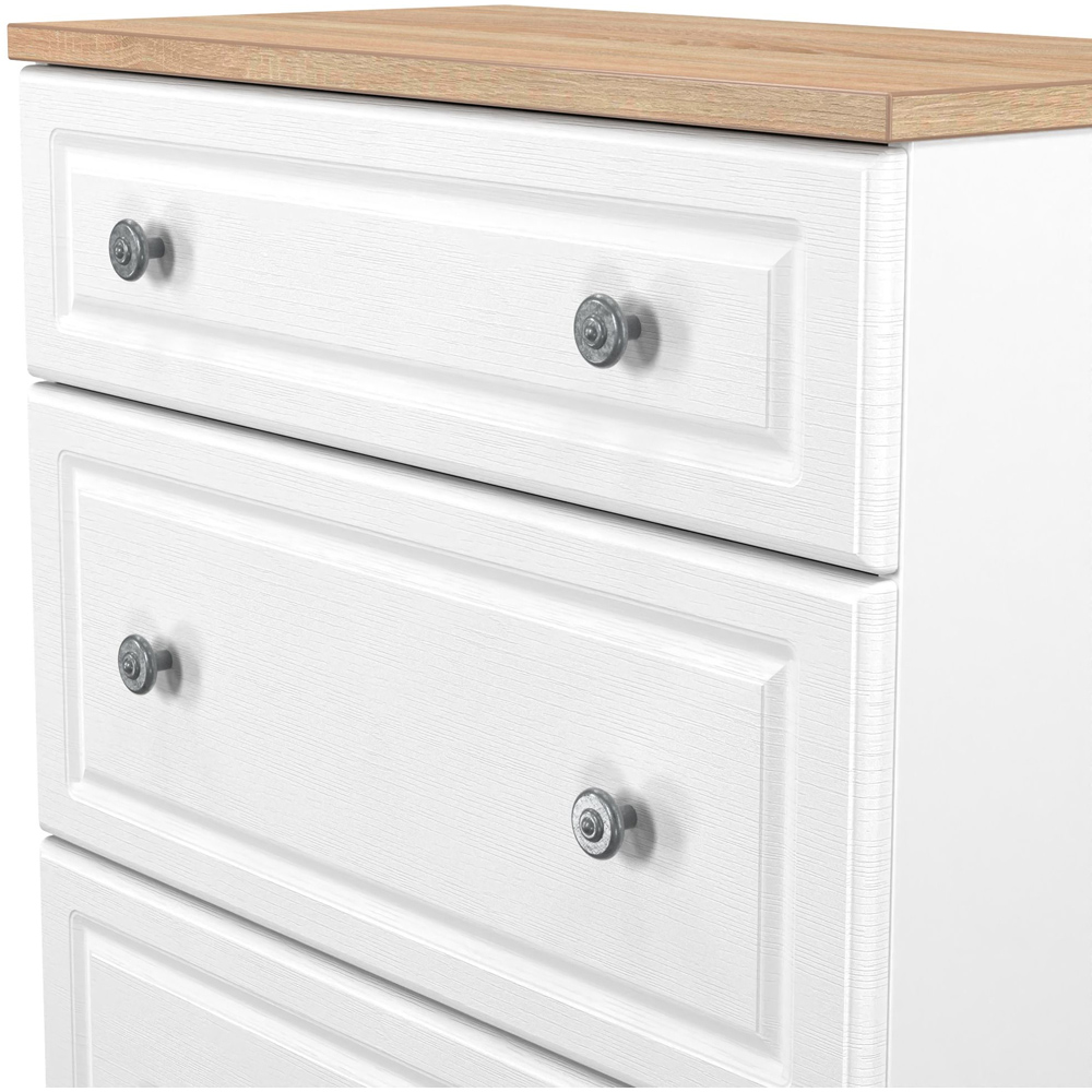 Crowndale Norfolk 3 Drawer White Ash and Bardolino Oak Deep Chest of Drawers Ready Assembled Image 6