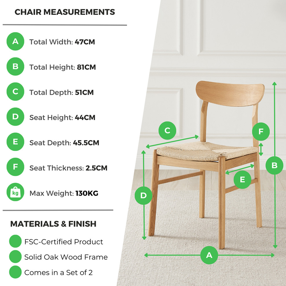 Furniturebox Belle Set of 2 Oak and Veneer Rope Dining Chair Image 9