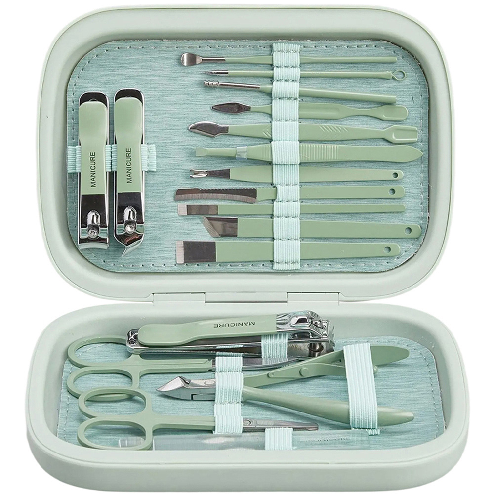 Living and Home 18 Piece Mint Green Nail Clippers Manicure Set Image 2