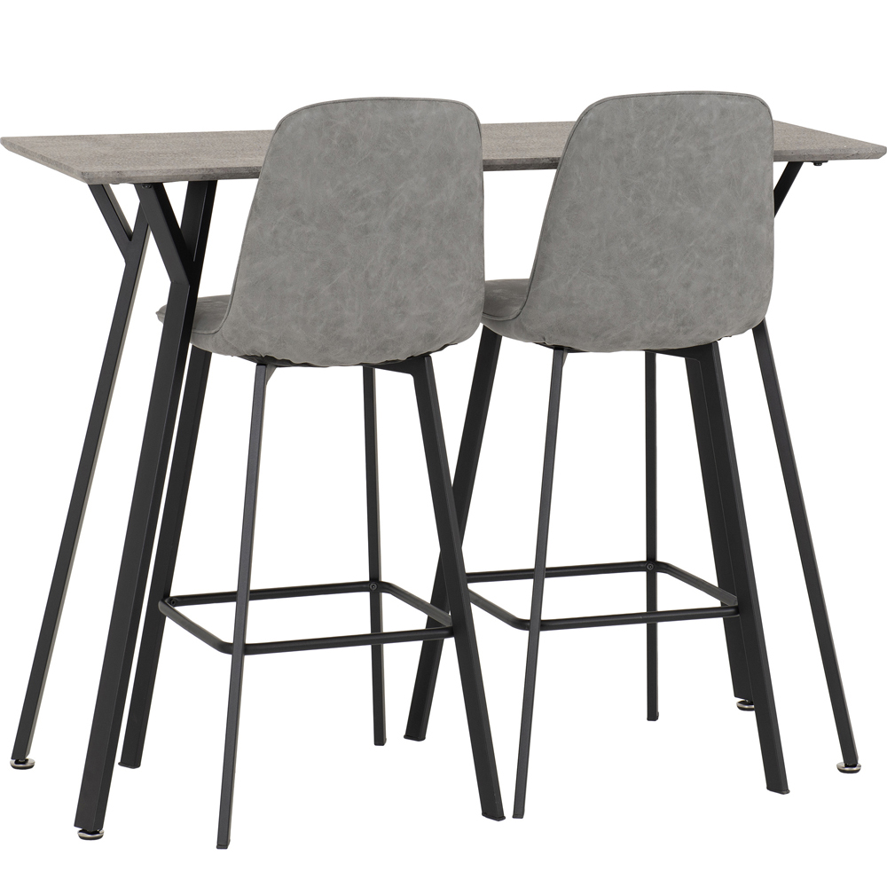 Seconique Quebec Concrete Effect Faux Leather 2 Seater Bar Table Set Black and Grey Image 3