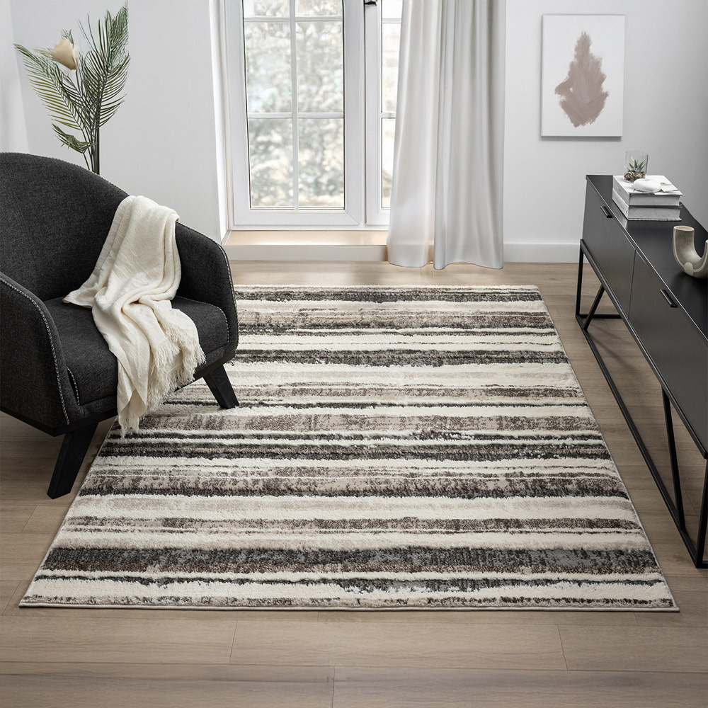 Desire Rugs Eleanor Mocha Striped Embossed Rug 200 x 290cm Image 5