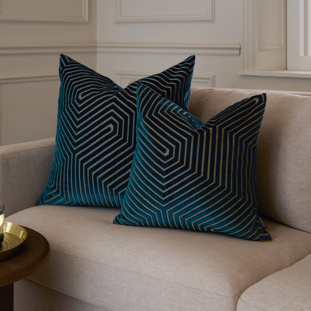 Paoletti Evoke Navy Cut Velvet Cushion 55 x 55cm Image 6