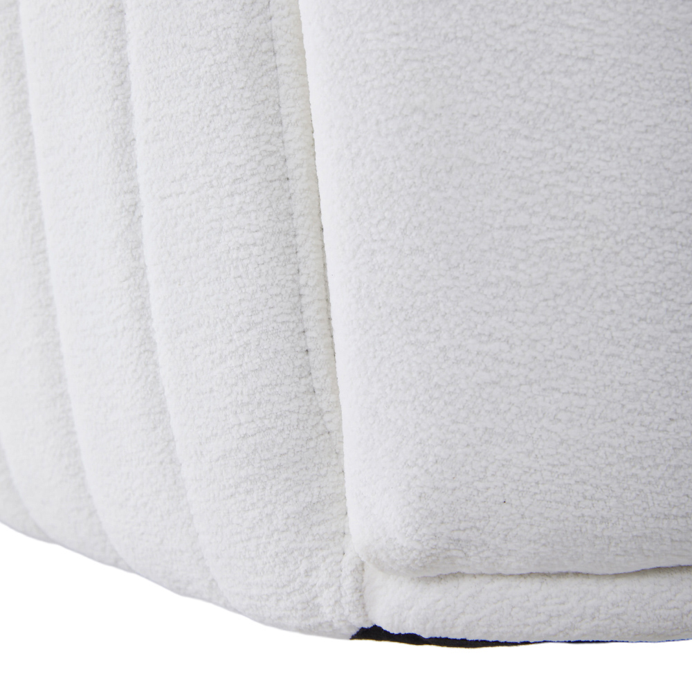 Living and Home White Teddy Fleece Upholstered Swivel Chair Image 7