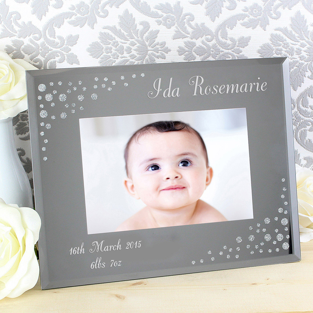 Personalised Memento Personalised Any Message Landscape Diamante Glass Photo Frame 6 x 4 inch Image 3