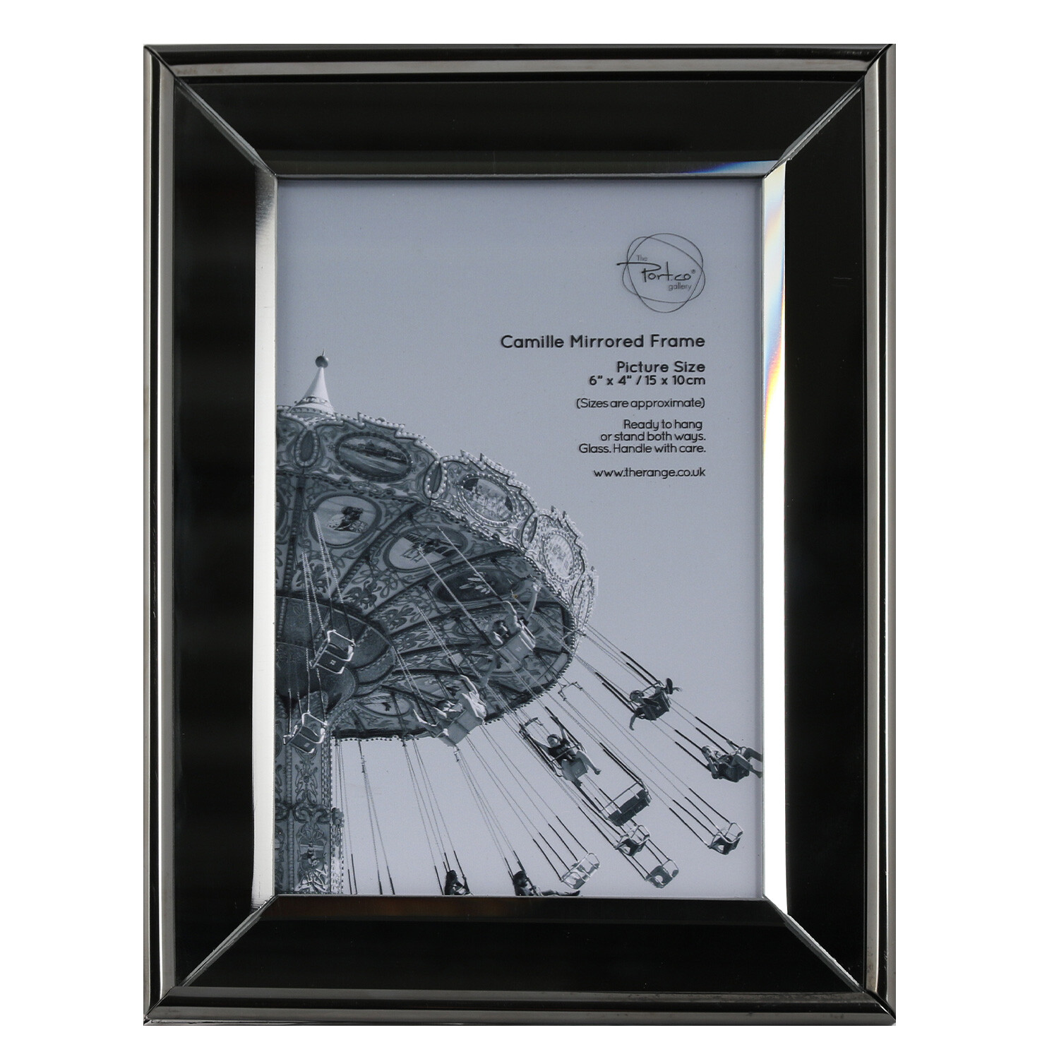 The Port. Co Gallery Camille Black Mirrored Photo Frame 6 x 4 inch Image