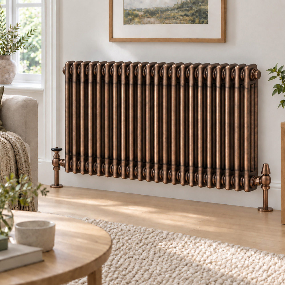 Go Bathrooms Clarence Antique Copper 3 Column 22 Section Radiator 600 x 1010mm Image 2