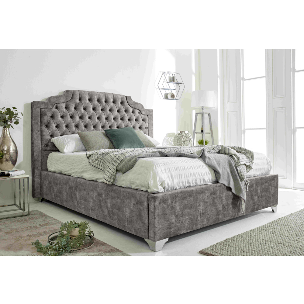 Eleganza Ryker Super King Size Grey Oakland Fabric Bed Frame with Chesterfield Headboard Image 8