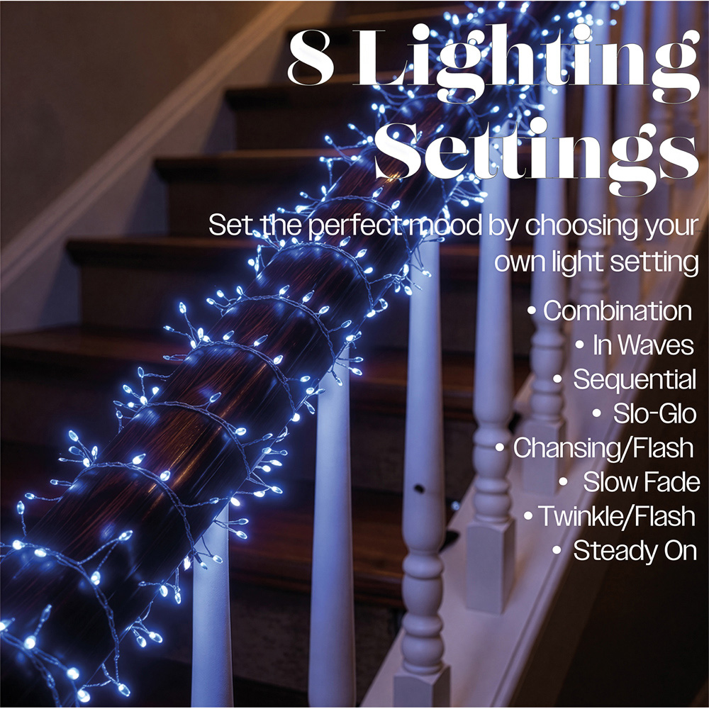 Xmas Haus 360 Blue and Cool White Micro LED Silver Cable Christmas Cluster Light 3.7m Image 7