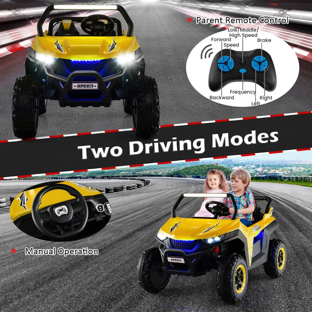 Costway Yellow 2 Seater Battery Powered Electric Kids Ride on UTV Car Image 7