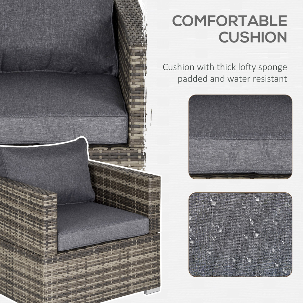 Outsunny Deep Grey Single Rattan Sofa Chair with Padded Cushion Image 5