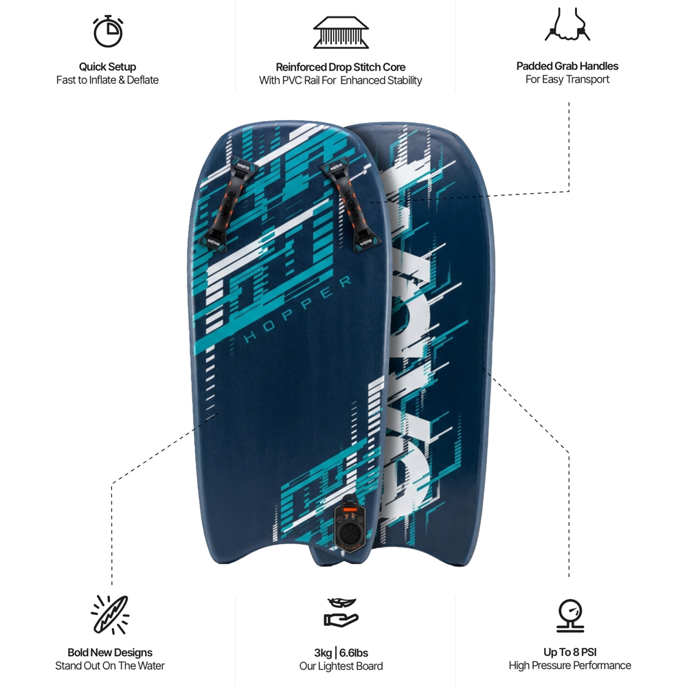 Wave Hopper 2.0 3.6ft Navy Inflatable Body Board Image 4