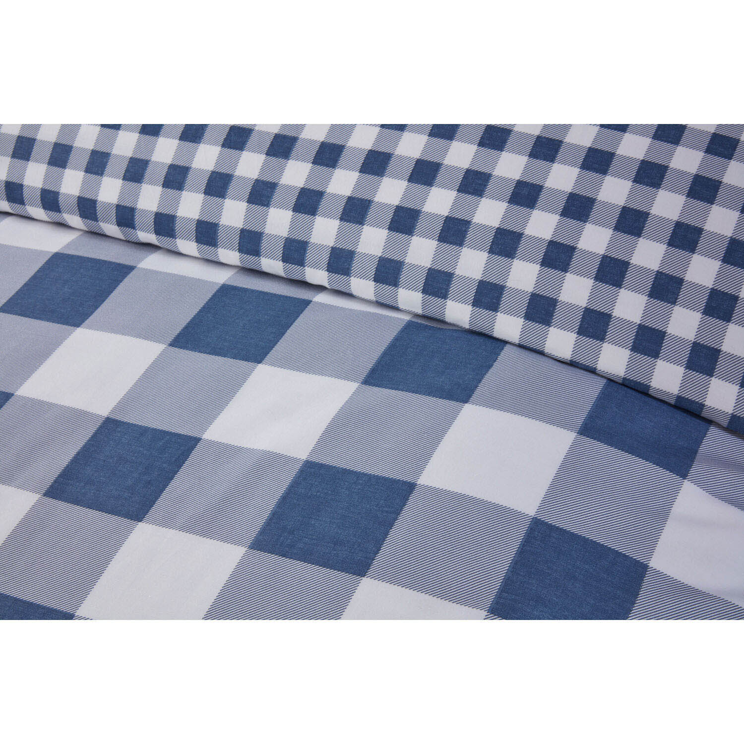 Portland Check Duvet Cover and Pillowcase Set - Navy / Superking Image 3