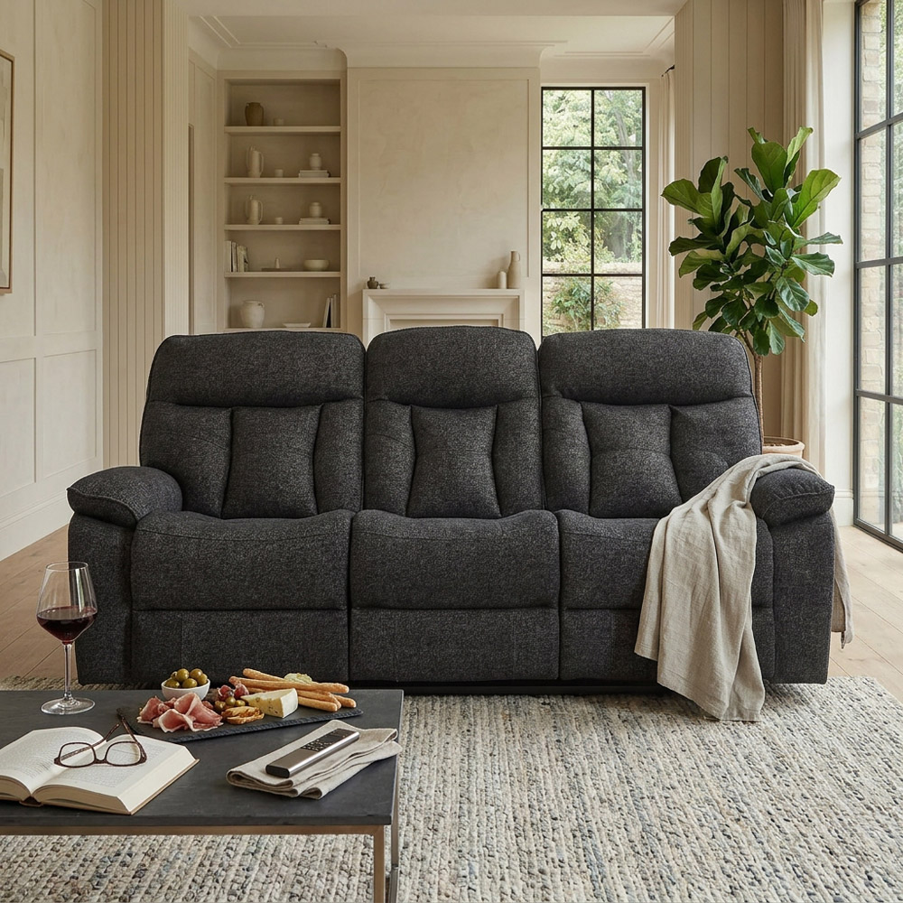 Parker Recliner Sofa Dark Grey 3 Seater Image 3