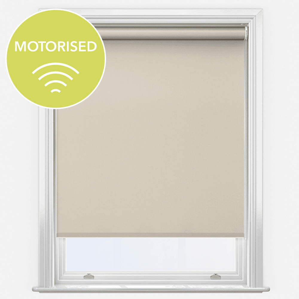 New Edge Blinds Linen Motorised Thermal Blackout Roller Blind with Motor Kit 145cm Image 4