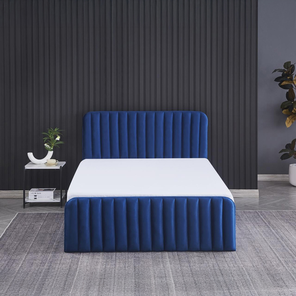Kosy Koala Small Double 4ft Blue Velvet Ottoman Storage Bed Image 4