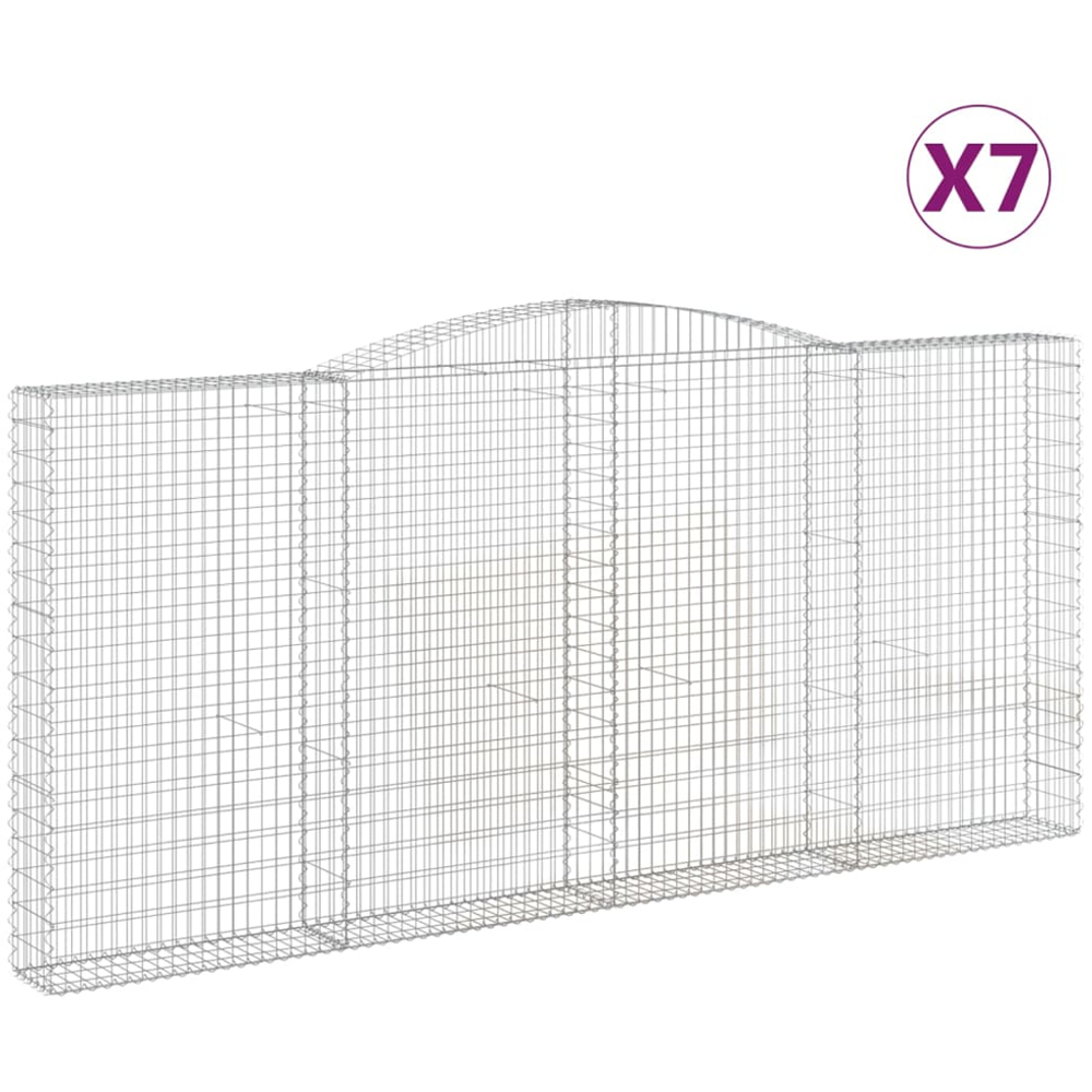 vidaXL Silver Galvanised Iron Arched Gabion Basket 400 x 30 x 180/200cm 7 Pack Image 4