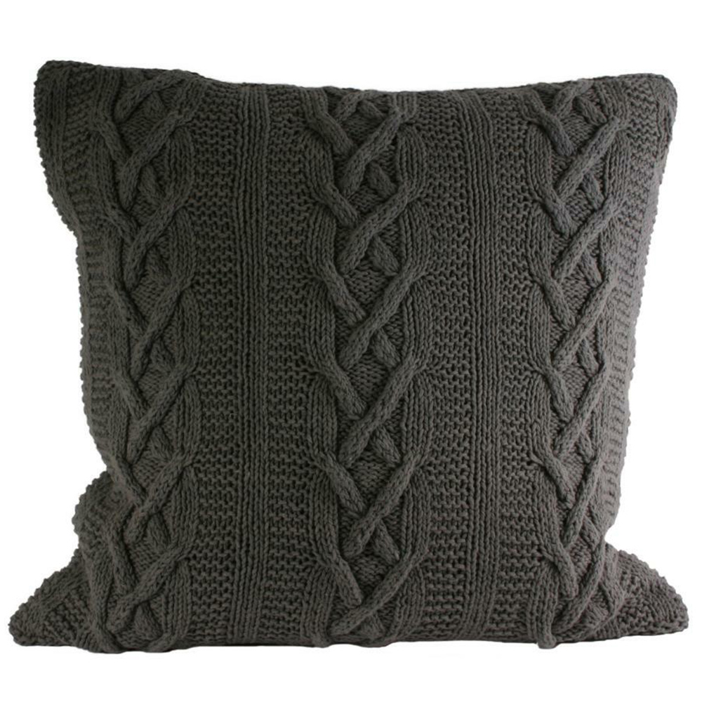 Paoletti Aran Cable Knit Charcoal Cushion Image