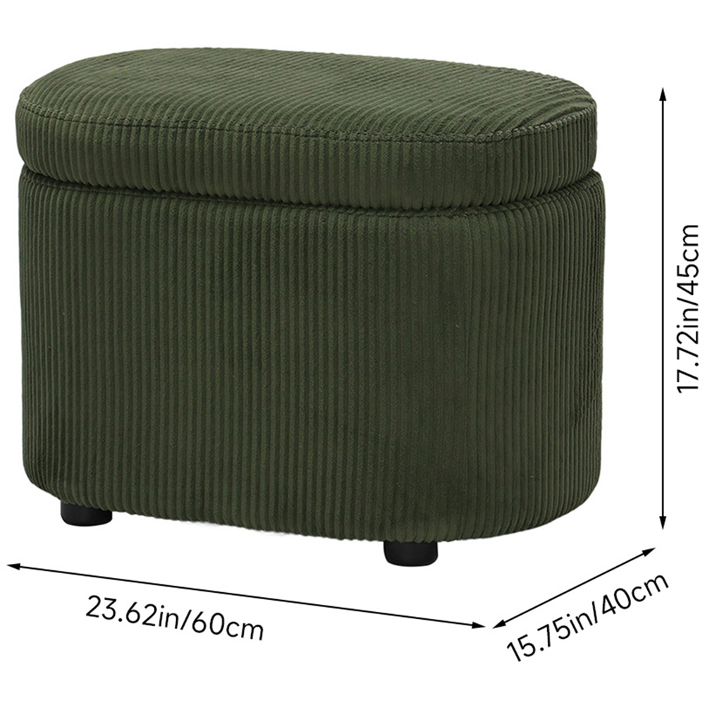 Living and Home Green Corduroy Storage Ottoman with Lift-Up Lid Image 9