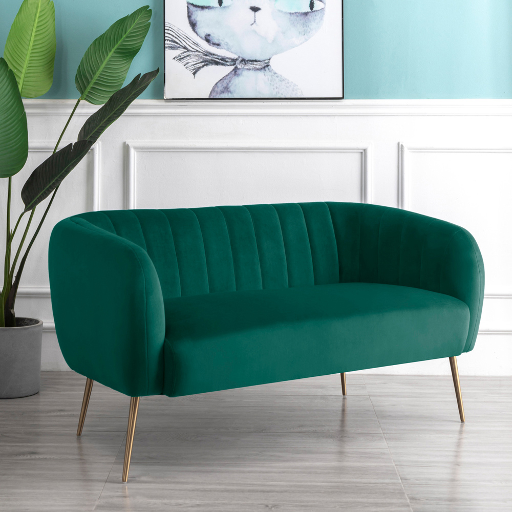 Matilda 2 Seater Green Velvet Sofa Image 4
