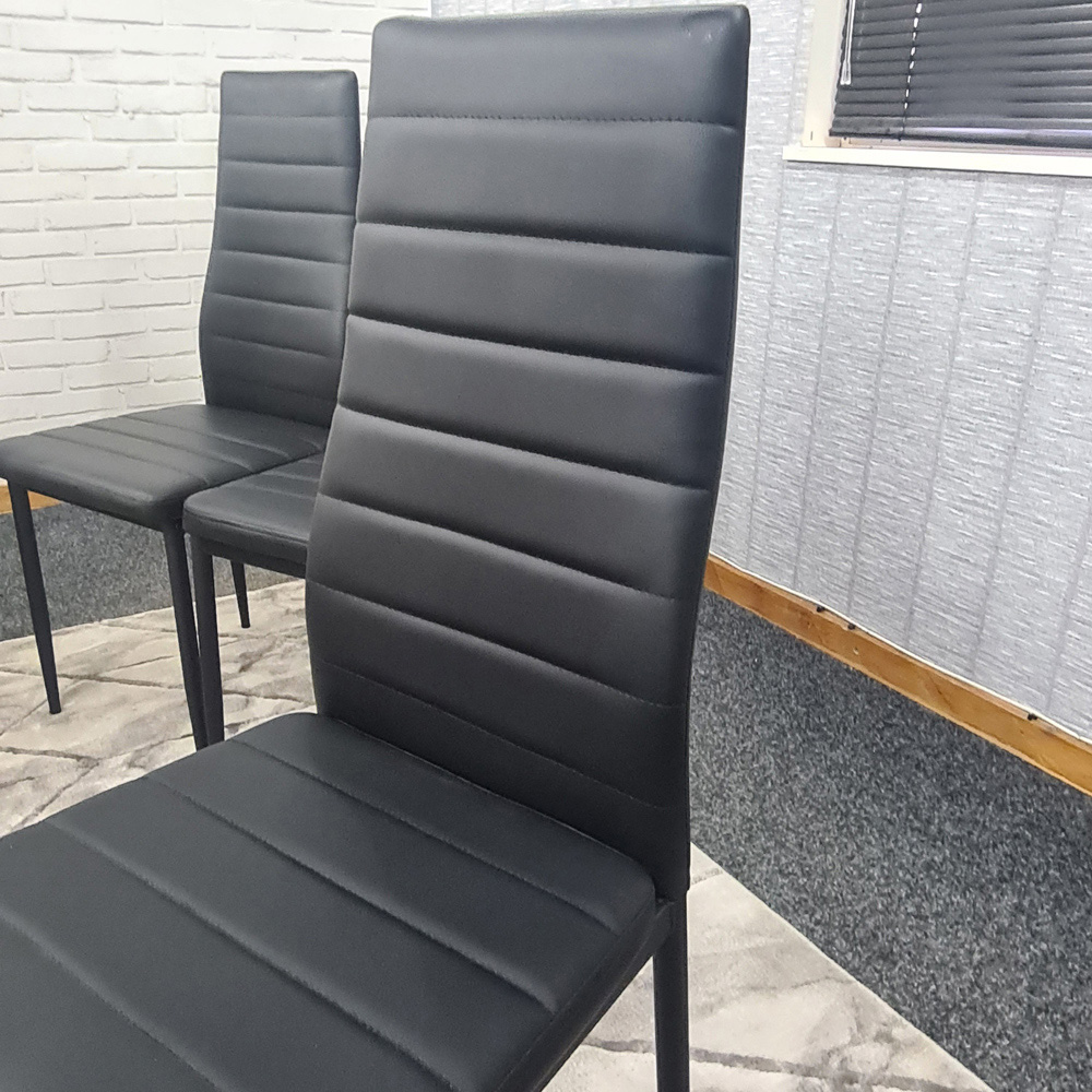 Denver Set of 4 Black Faux Leather Dining Chairs Image 4