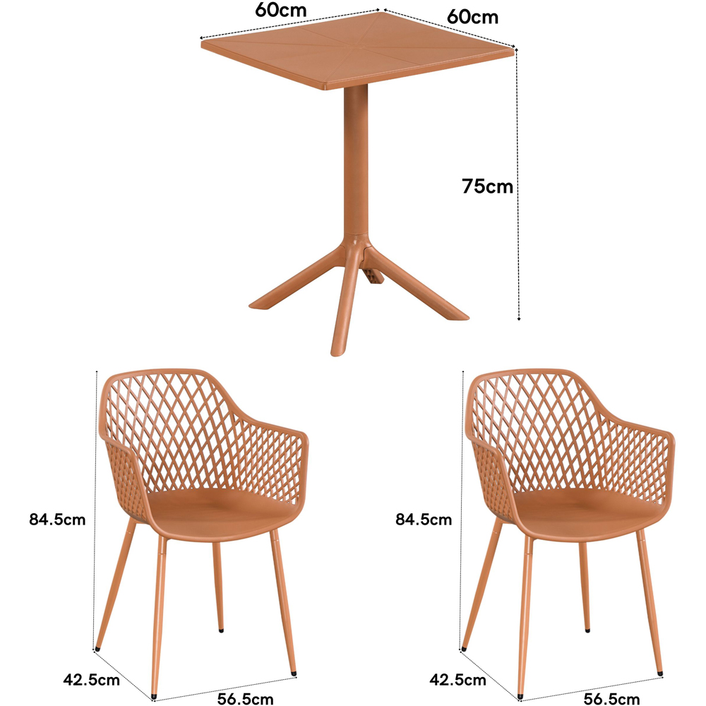 Core Products 2 Seater Terracotta Lattice Design Square Plastic Table Garden Bistro Set Image 8