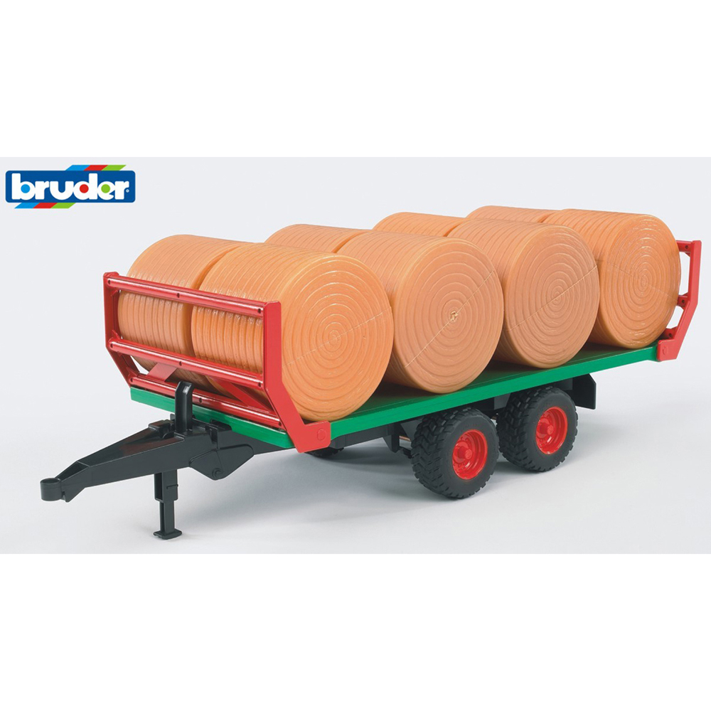 Bruder Kids Bale Transport Trailer Playset Model with 8 Round Bales Image 4
