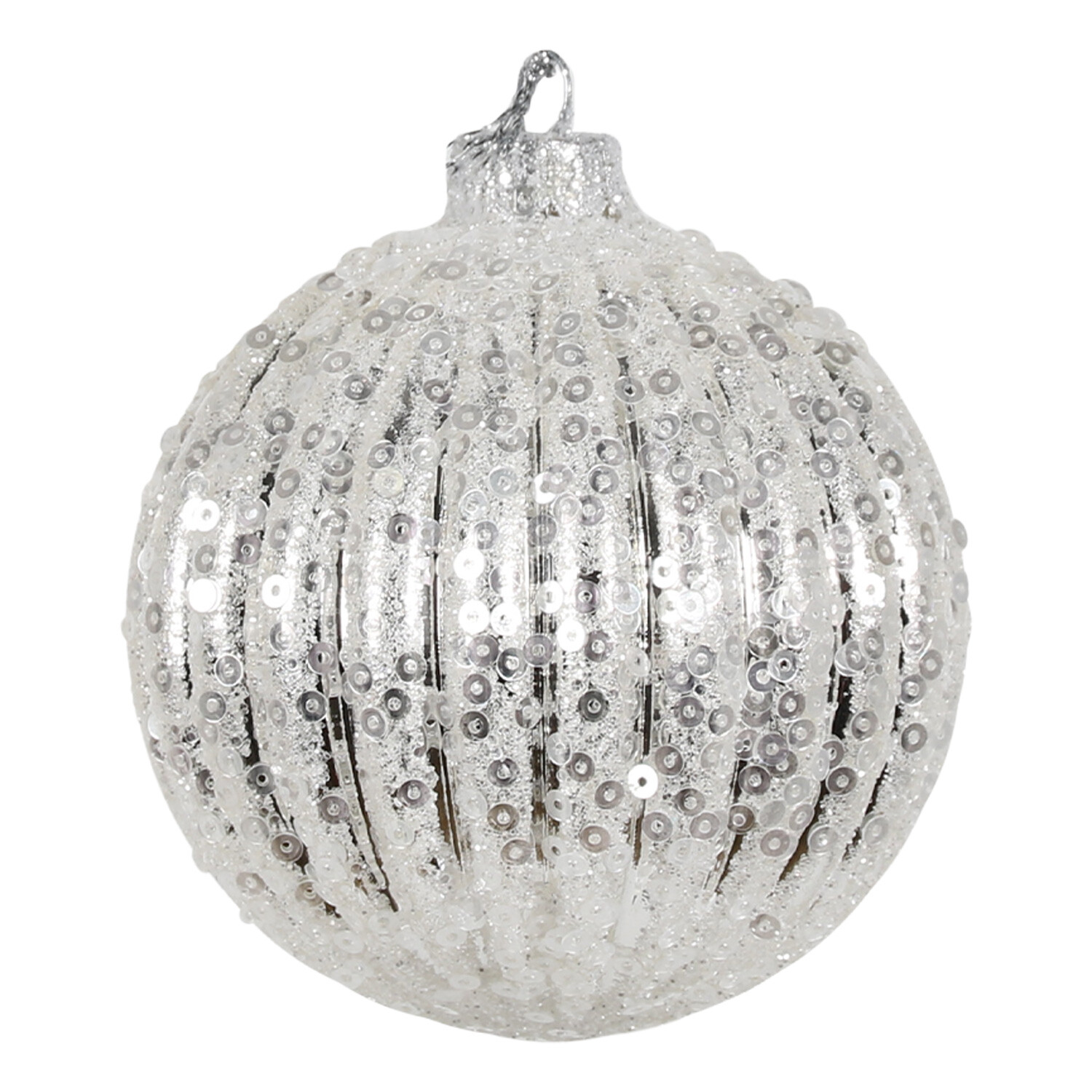 Single Frosted Fairytale Silver Ridged Bauble in Assorted styles Image 2