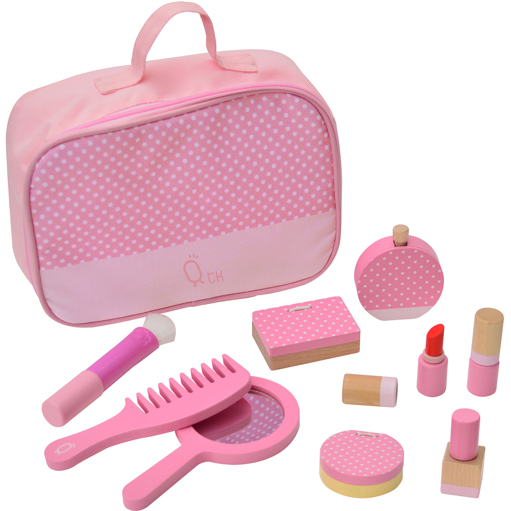Teamson Kids Chloe Polka Dot Print Wooden Toy Vanity Accessories Makeup Kit Image 3