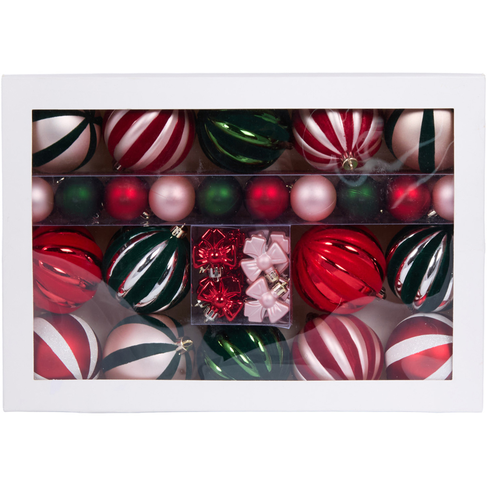 Pack of 50 Striped Baubles Image 1