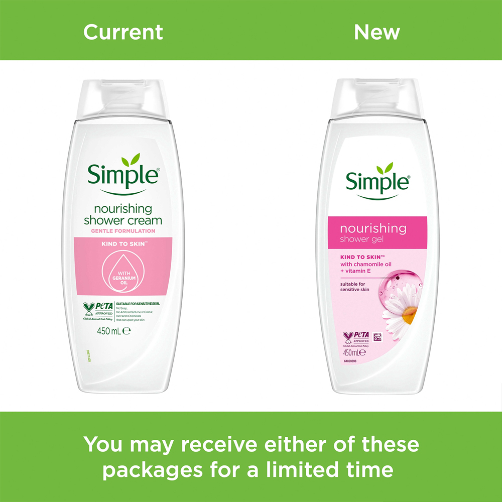 Simple Kind to Skin Nourishing Shower Cream 450ml 6 Pack Image 5
