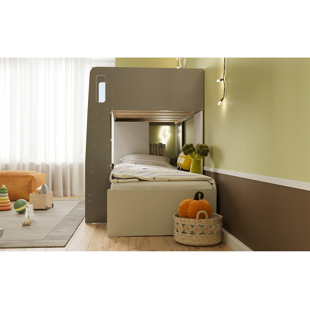 Flair Benito White and Grey Wooden Bunk Bed with Wardrobe Image 3