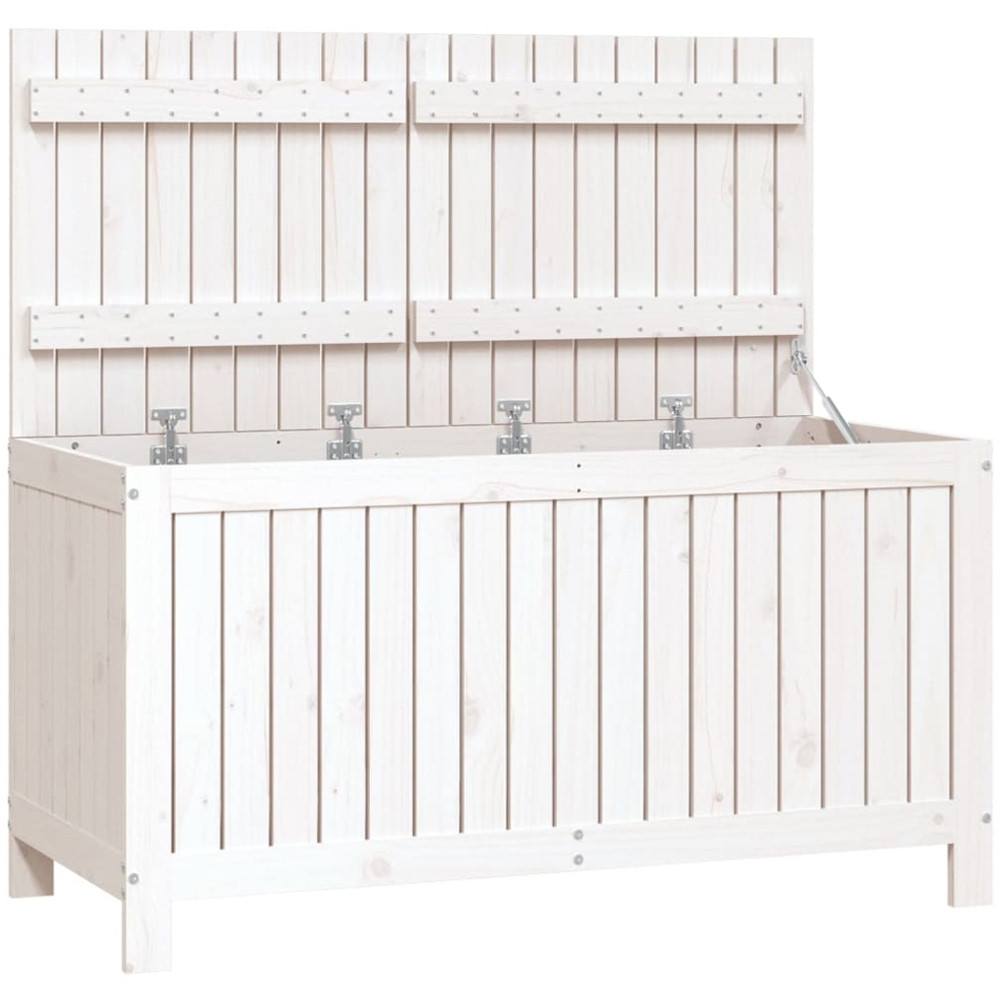 vidaXL 64 x 121 x 55cm White Pine Wood Garden Storage Box Image 3