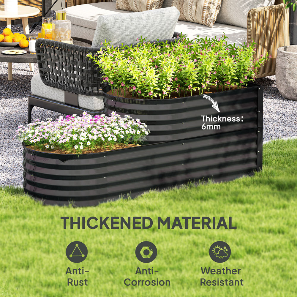 Outsunny 2 Tier Dark Grey Galvanised Raised Garden Bed Image 6