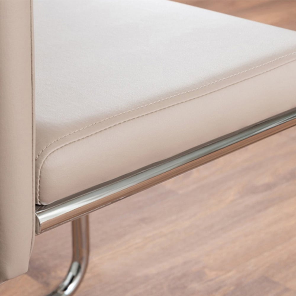 Furniturebox Lucia Fortana 6 Seater Round Dining Set Grey Gloss Cappuccino Beige and Chrome Image 6