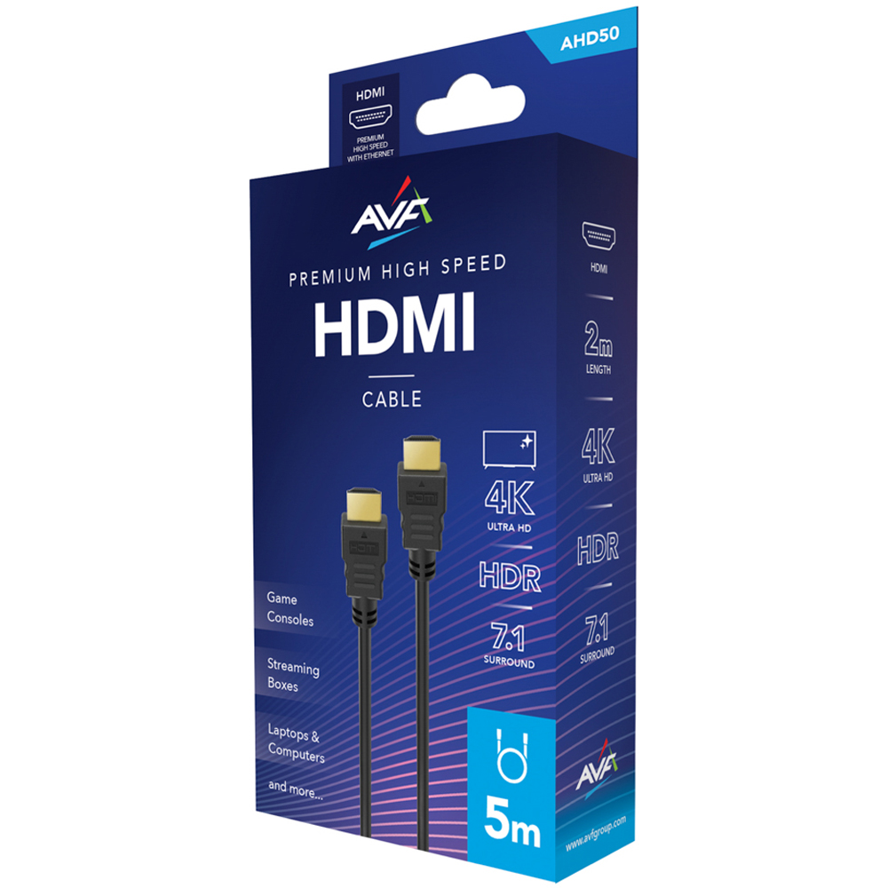AVF 5m 4K Ultra HD Premium High Speed HDMI Cable with Ethernet Image 2
