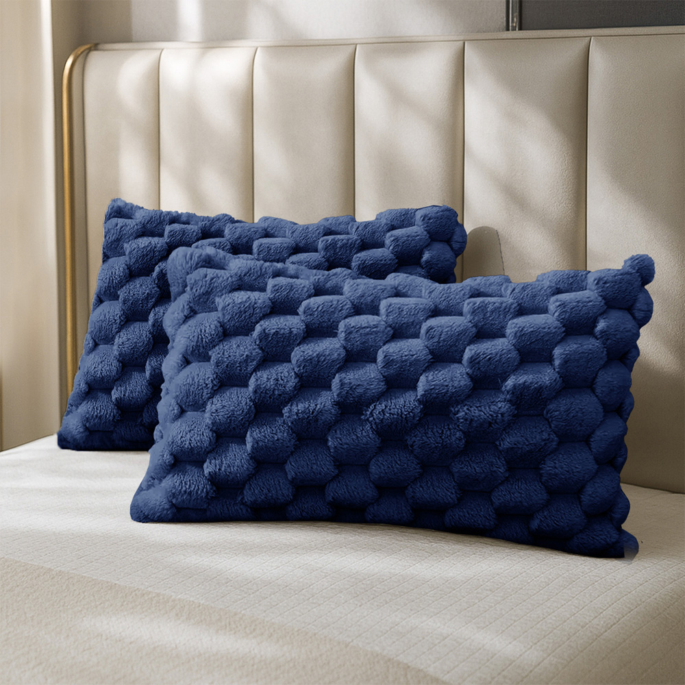 Velosso Navy Chunky Popcorn Pillowcase 2 Pack Image 2